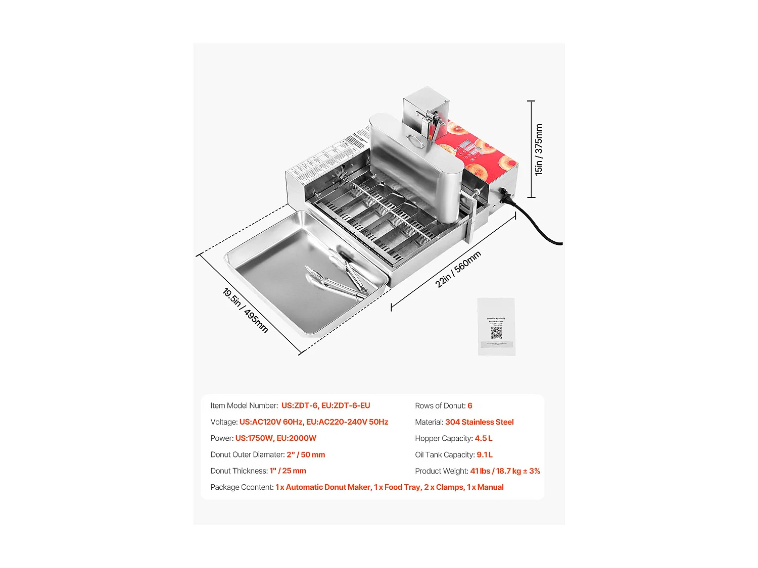 Automatyczna Maszyna do Pączków SucceBuy Elektryczna Maszyna do Pączków z 6 Rzędami, Duża Moc, 360 Sztuk/Godzinę, Zbiornik o Pojemności 4,5 l
