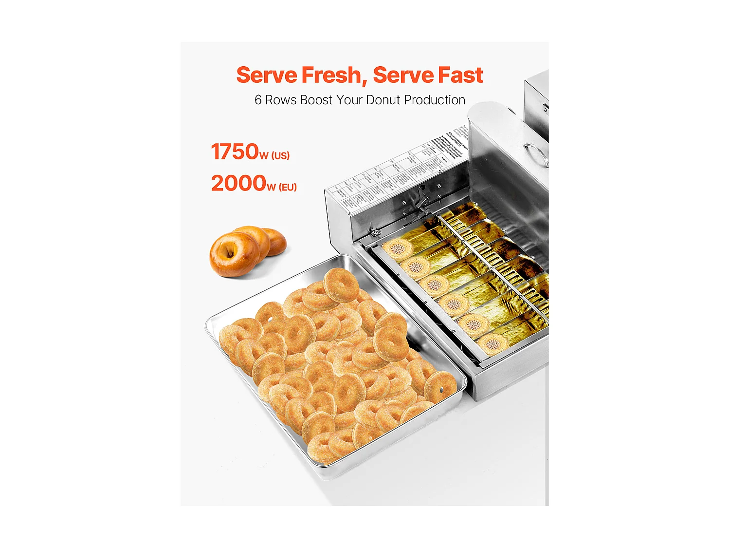 Automatyczna Maszyna do Pączków SucceBuy Elektryczna Maszyna do Pączków z 6 Rzędami, Duża Moc, 360 Sztuk/Godzinę, Zbiornik o Pojemności 4,5 l
