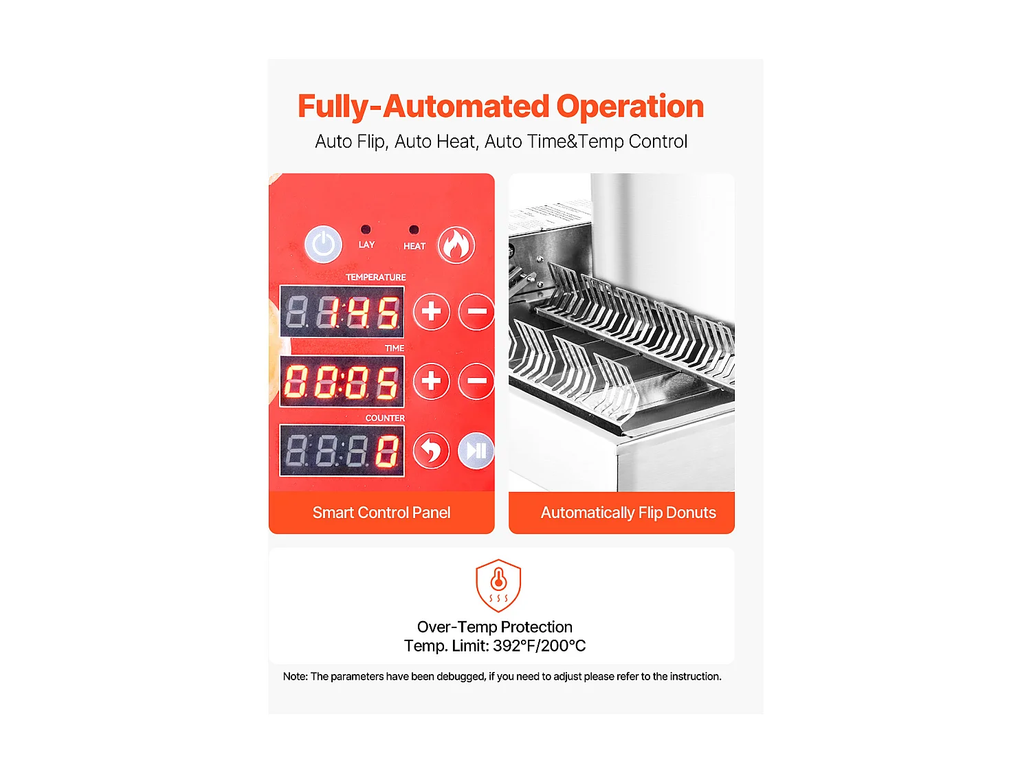 Automatyczna Maszyna do Pączków SucceBuy Elektryczna Maszyna do Pączków z 6 Rzędami, Duża Moc, 360 Sztuk/Godzinę, Zbiornik o Pojemności 4,5 l