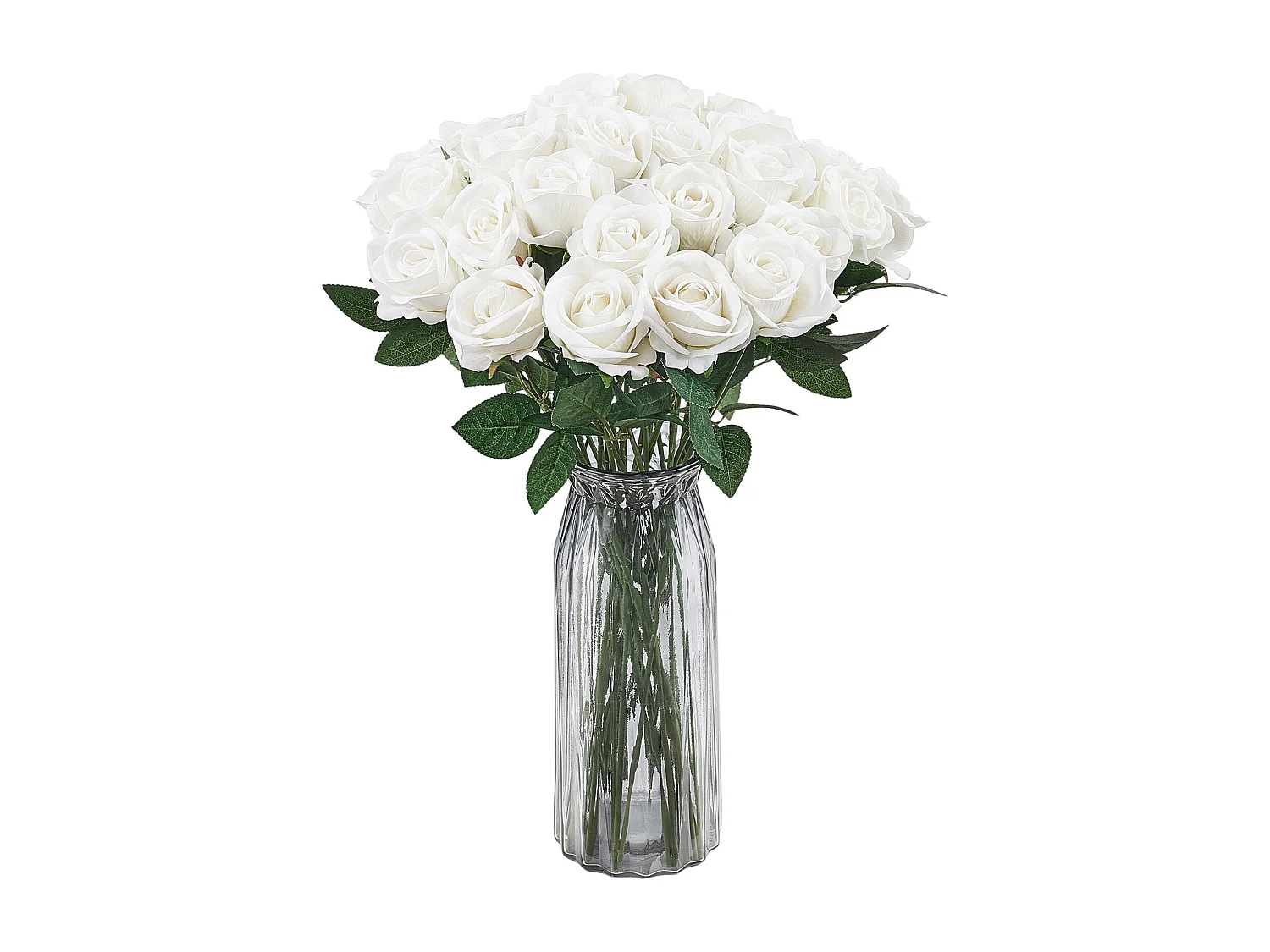 Rose Artificielle SucceBuy Fleurs Artificielles 508 mm, Bouquets de Fausses Fleurs Aspect Réaliste avec Tête de Rose 70 mm, Lot de 120, Blanc
