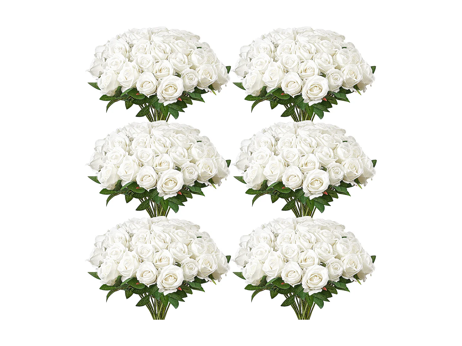 Rose Artificielle SucceBuy Fleurs Artificielles 508 mm, Bouquets de Fausses Fleurs Aspect Réaliste avec Tête de Rose 70 mm, Lot de 120, Blanc