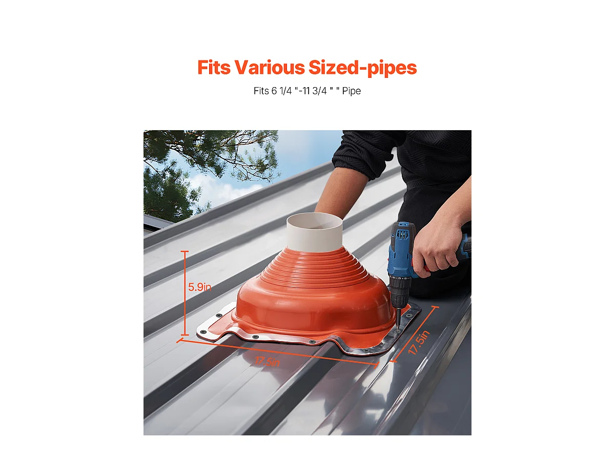 Solins de Toit SucceBuy Lot de 2 en Métal pour Tuyaux de 16cm à 30cm, Solin de Tuyau de Toiture Flexible en Silicone, pour les Cheminées, les Évents