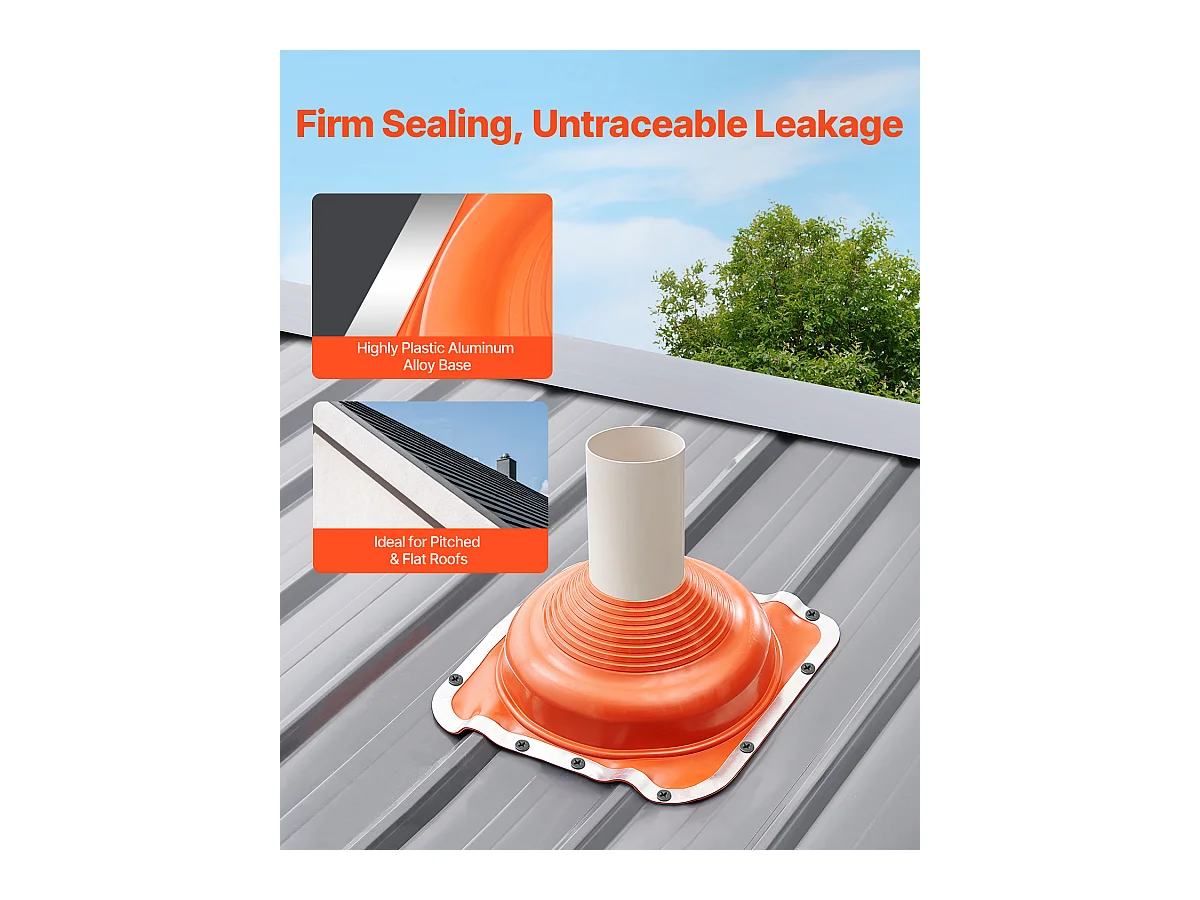 Solins de Toit SucceBuy Lot de 2 en Métal pour Tuyaux de 16cm à 30cm, Solin de Tuyau de Toiture Flexible en Silicone, pour les Cheminées, les Évents