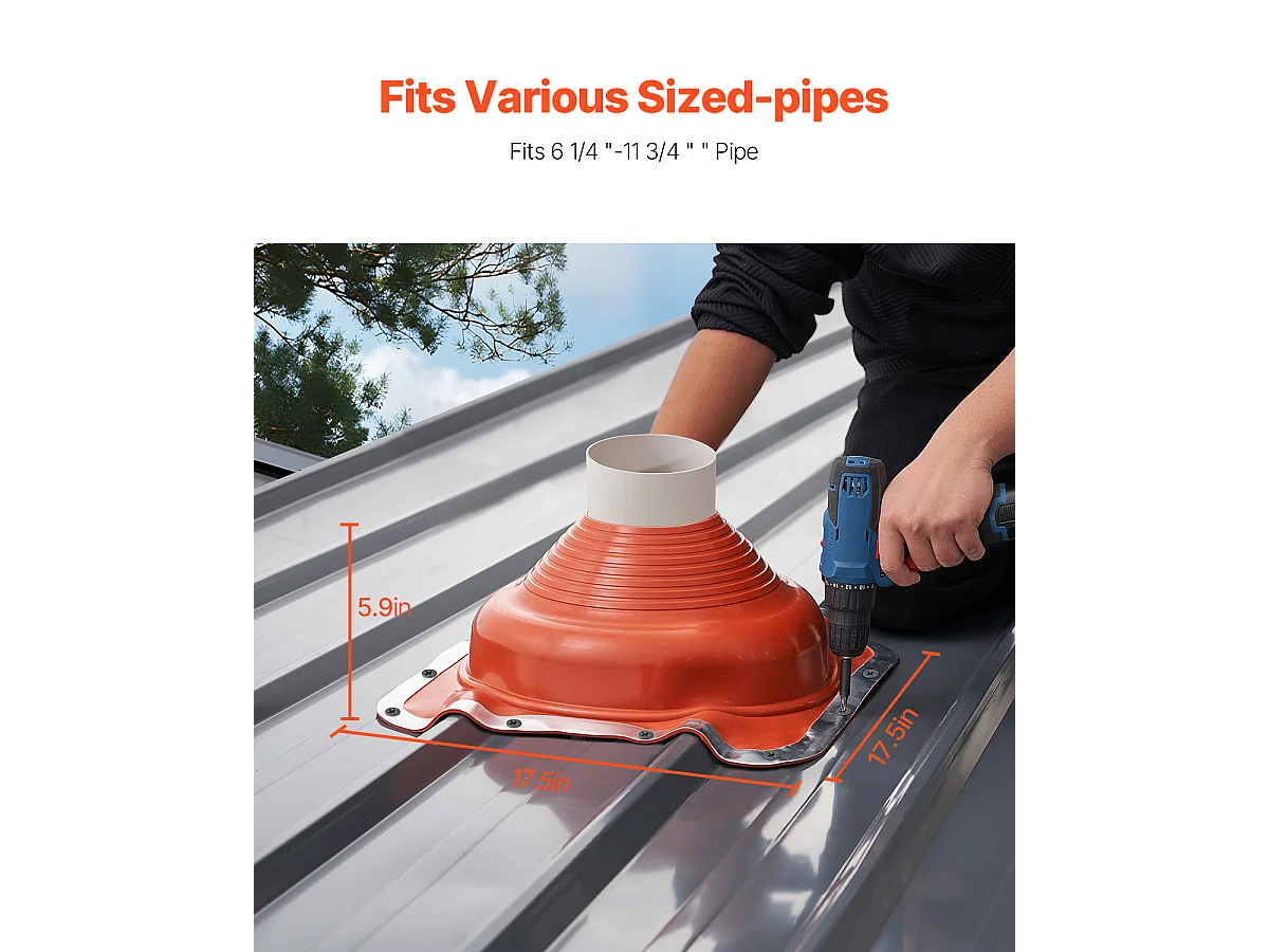 Solins de Toit SucceBuy Lot de 2 en Métal pour Tuyaux de 16cm à 30cm, Solin de Tuyau de Toiture Flexible en Silicone, pour les Cheminées, les Évents
