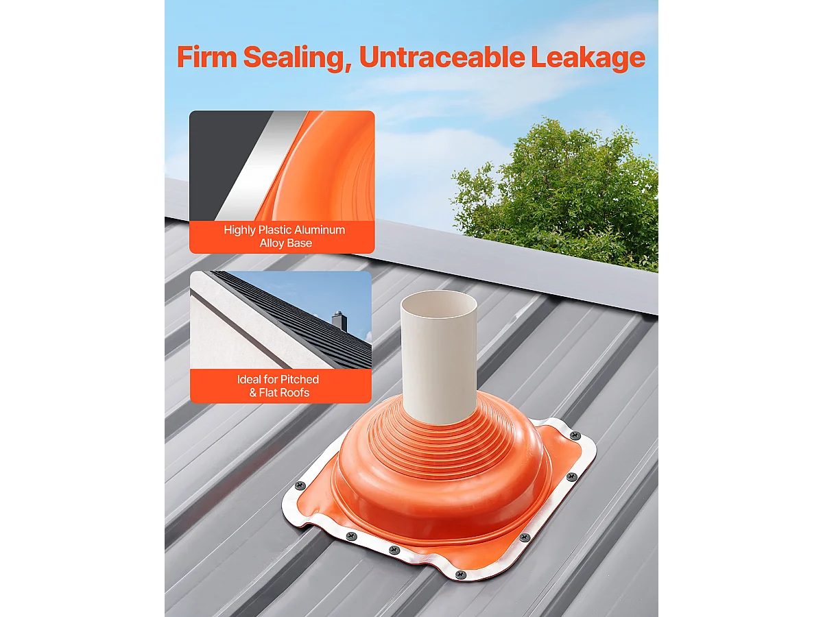 Solins de Toit SucceBuy Lot de 2 en Métal pour Tuyaux de 16cm à 30cm, Solin de Tuyau de Toiture Flexible en Silicone, pour les Cheminées, les Évents