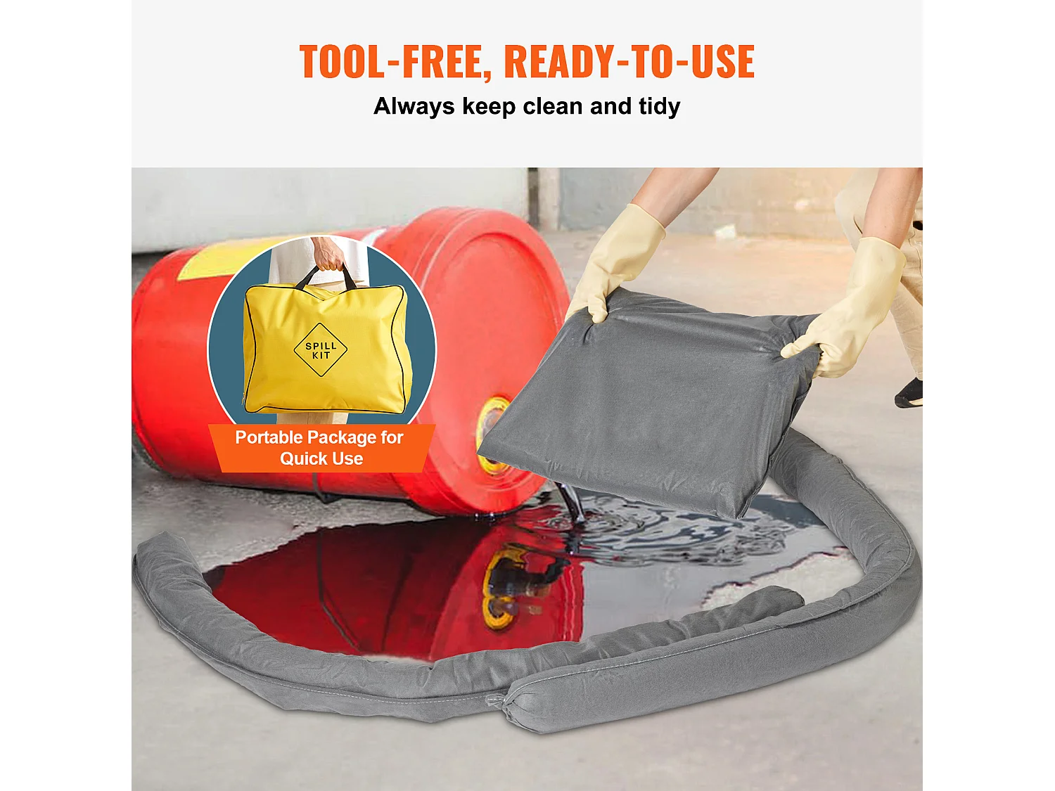 Kit Anti-Déversement Universel SucceBuy, Tampons Absorbants, Chaussettes, Oreillers, Fournitures de Contrôle des Déversements