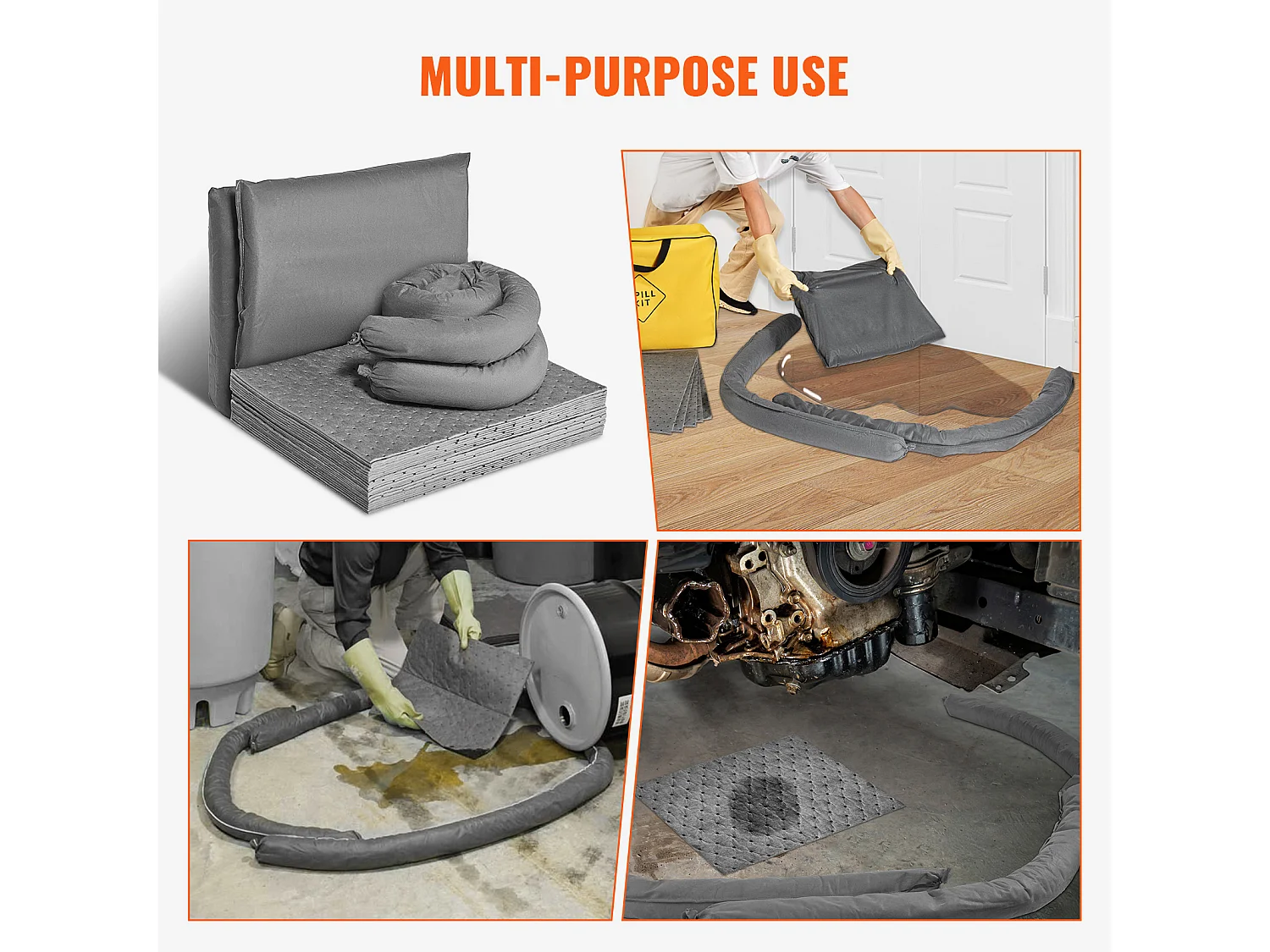 Kit Anti-Déversement Universel SucceBuy, Tampons Absorbants, Chaussettes, Oreillers, Fournitures de Contrôle des Déversements