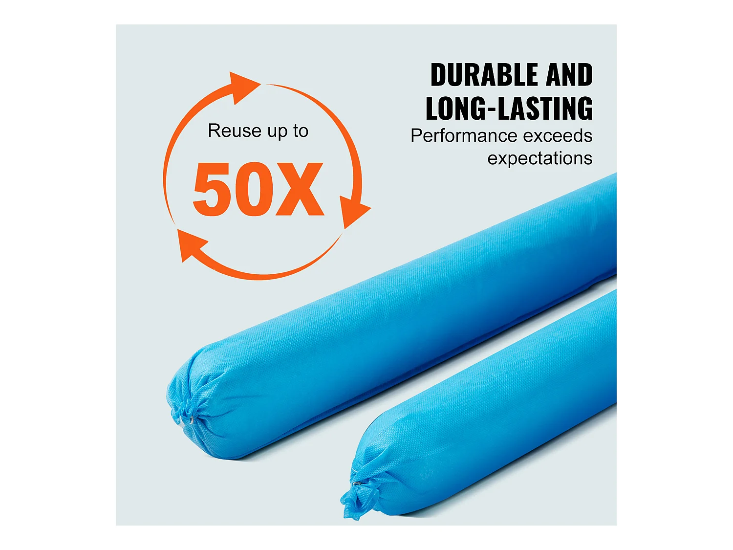 Tampons Absorbants Anti-Déversement, SucceBuy Chaussette Absorbante Universelle, 75,7 L, 7,6 × 120 cm, Absorbant l'Eau, 12 Pièces