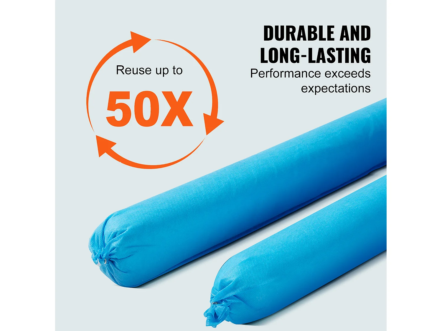 Tampons Absorbants Anti-Déversement, SucceBuy Chaussette Absorbante Universelle, 75,7 L, 7,6 × 120 cm, Absorbant l'Eau, 12 Pièces