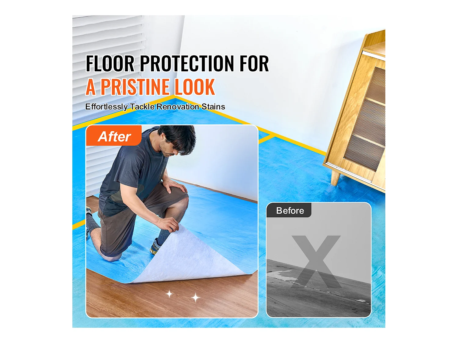 Film de Protection de Tapis SucceBuy, 101 x 2560 cm, Easy Cut Floor Shield, Compatible avec Toute une Gamme de Matériaux de Tapis