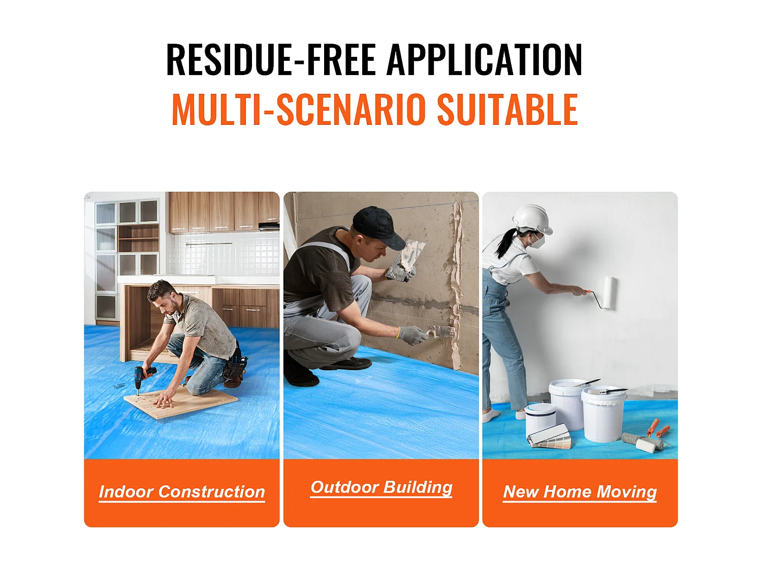 Film de Protection de Tapis SucceBuy, 101 x 2560 cm, Easy Cut Floor Shield, Compatible avec Toute une Gamme de Matériaux de Tapis