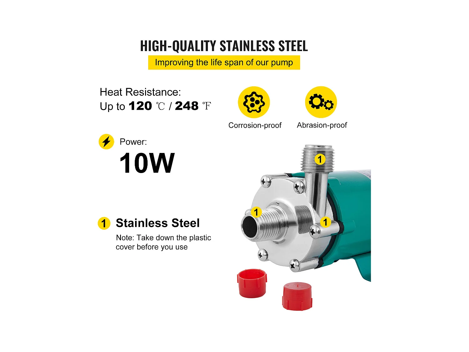 Pompe à Bière, SucceBuy Pompe à Bière Magnétique, 1,27 cm MPT, Tête en Acier Inoxydable de Qualité Alimentaire
