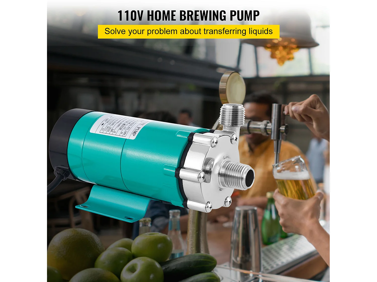 Pompe à Bière, SucceBuy Pompe à Bière Magnétique, 1,27 cm MPT, Tête en Acier Inoxydable de Qualité Alimentaire