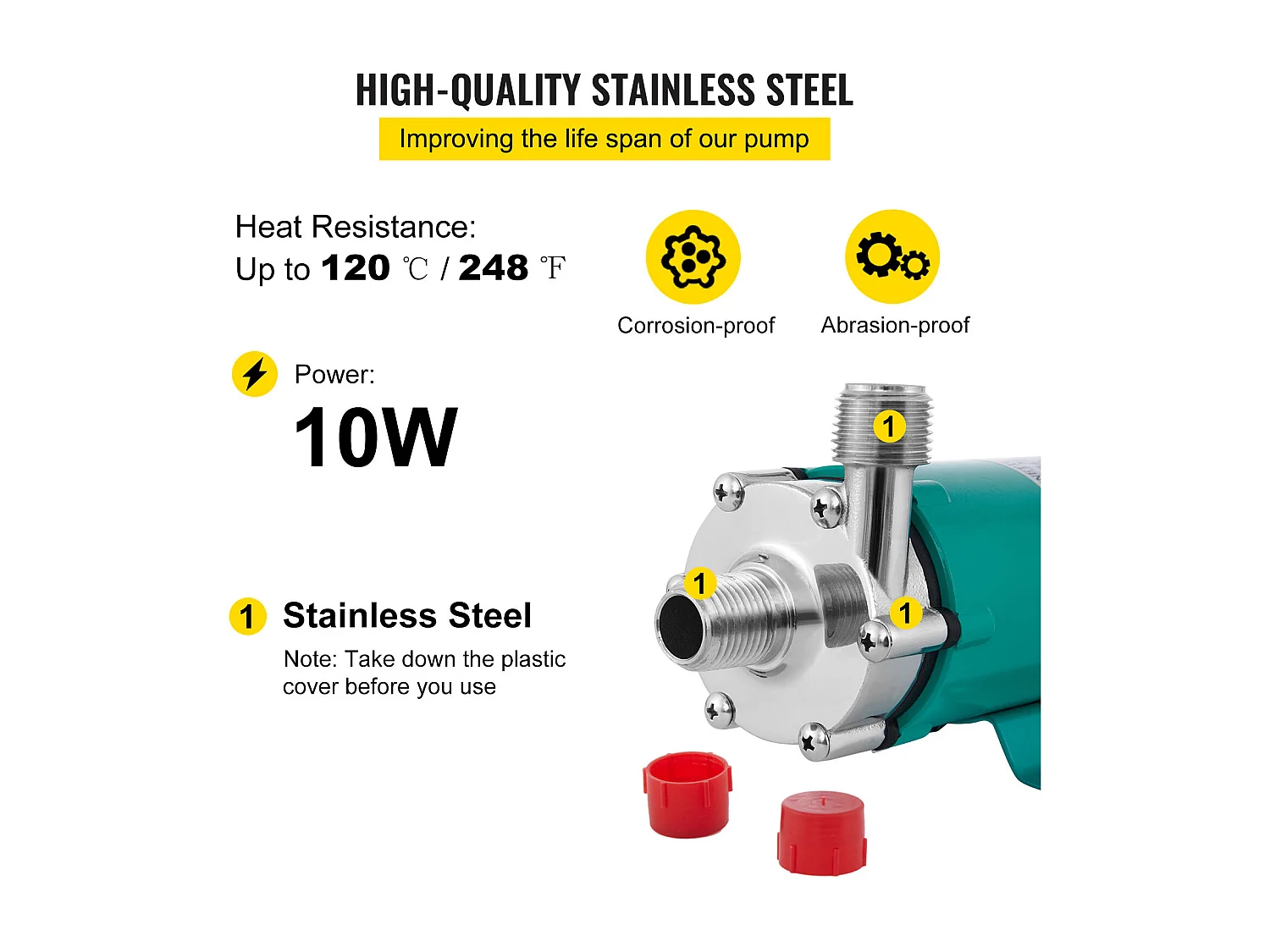 Pompe à Bière, SucceBuy Pompe à Bière Magnétique, 1,27 cm MPT, Tête en Acier Inoxydable de Qualité Alimentaire