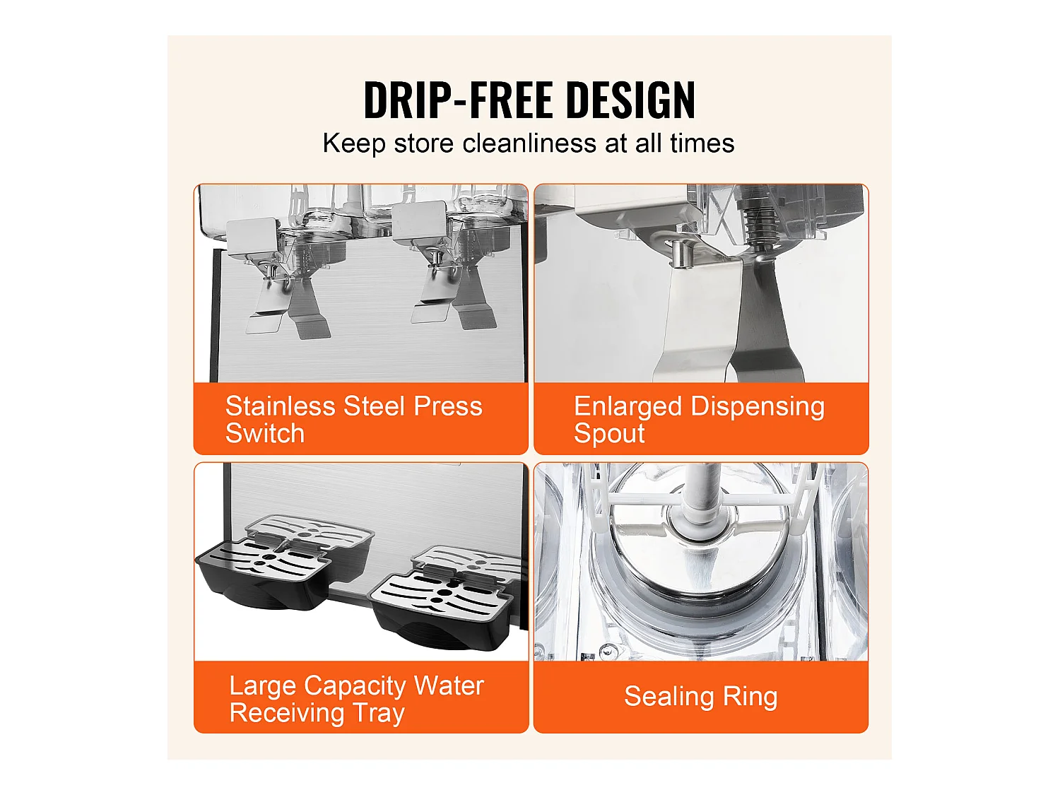 Distributeur de Boissons Commerciales SucceBuy 18L x 2 Réservoirs, 370W, Distributeur de Boissons Froides pour Fêtes