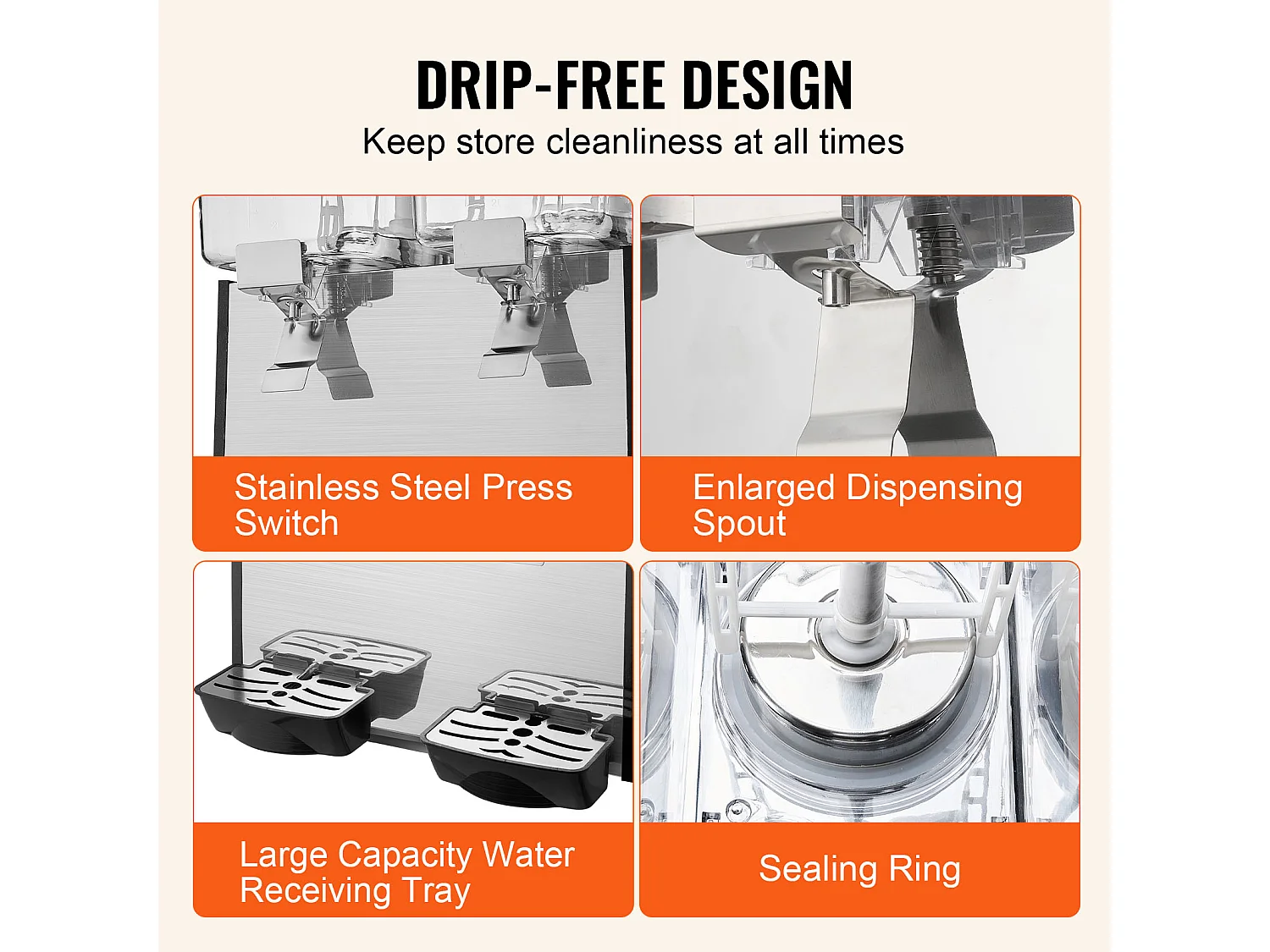 Distributeur de Boissons Commerciales SucceBuy 18L x 2 Réservoirs, 370W, Distributeur de Boissons Froides pour Fêtes