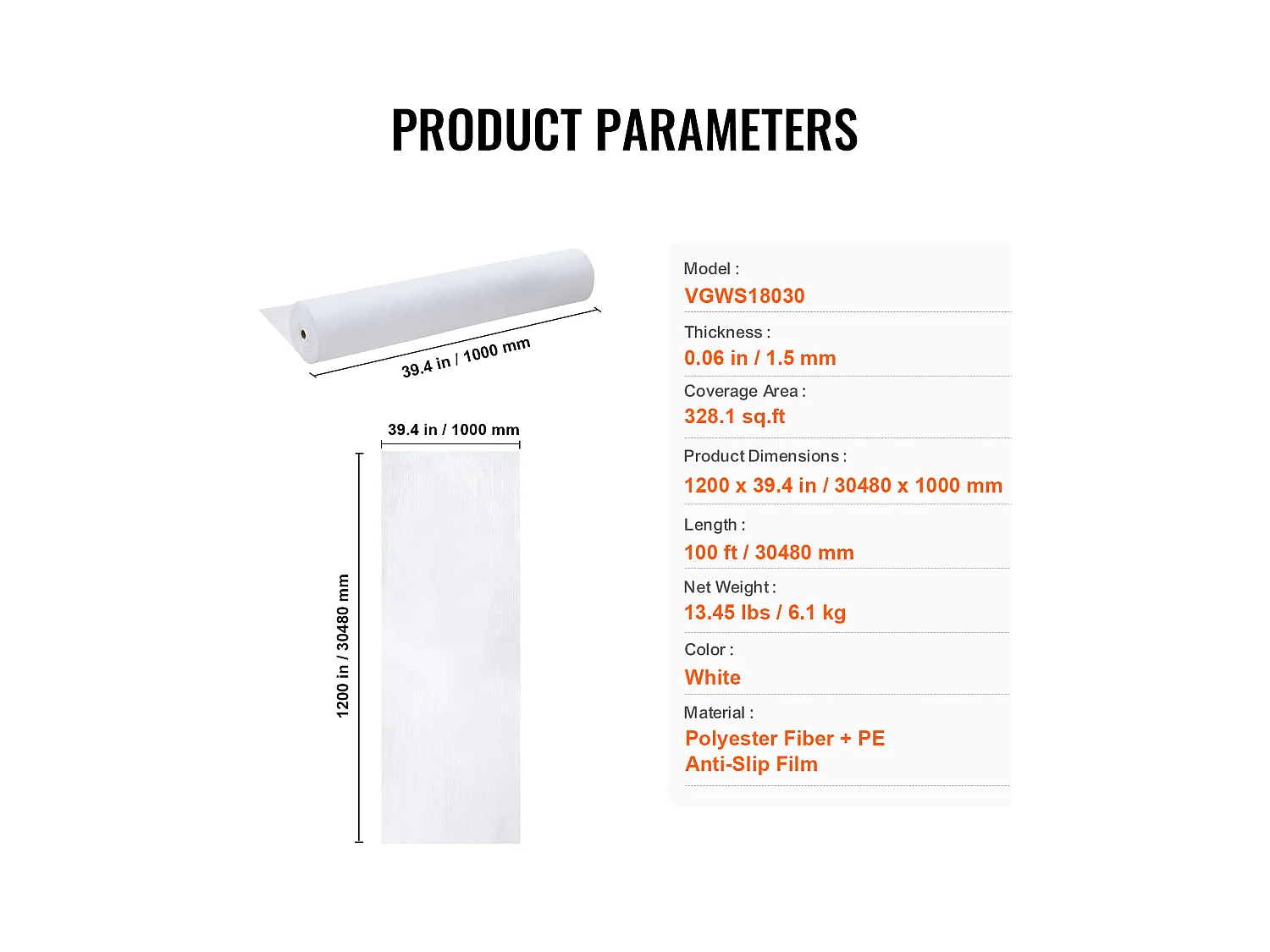 Film de Protection de Tapis SucceBuy, 99 x 3048 cm, Easy Cut Floor Shield, Compatible avec Toute une Gamme de Matériaux de Tapis