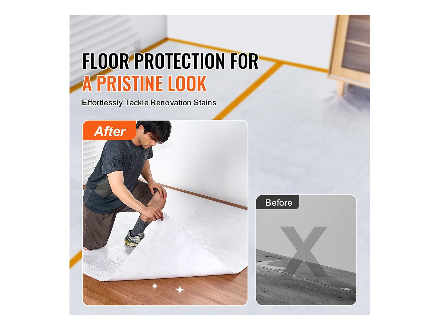 Film de Protection de Tapis SucceBuy, 99 x 3048 cm, Easy Cut Floor Shield, Compatible avec Toute une Gamme de Matériaux de Tapis