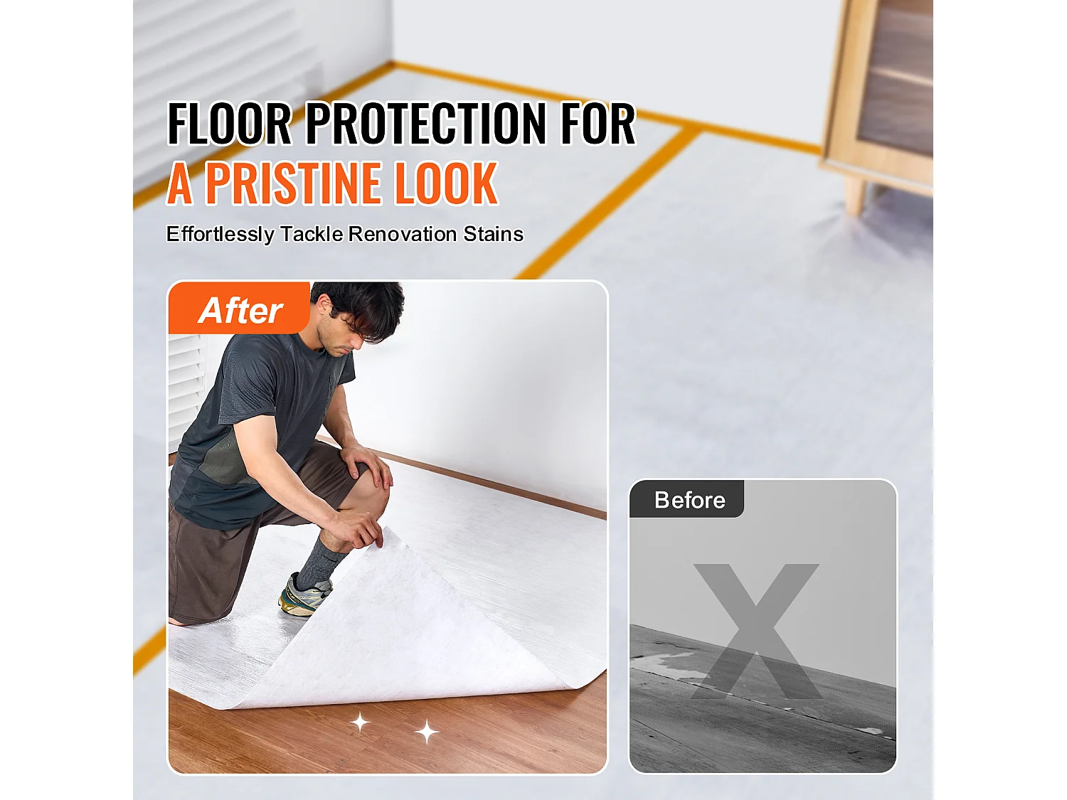 Film de Protection de Tapis SucceBuy, 99 x 3048 cm, Easy Cut Floor Shield, Compatible avec Toute une Gamme de Matériaux de Tapis