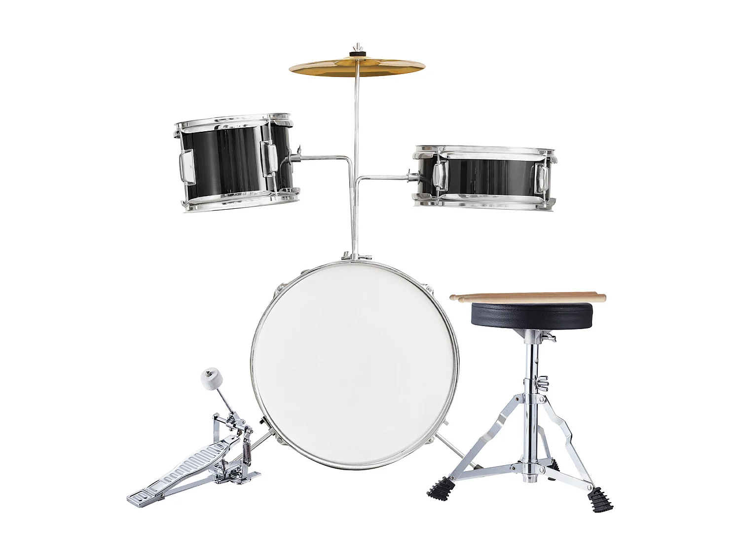 Ensemble de Batterie pour Enfants SucceBuy, 3 Pièces, 355 mm, Kit de Batterie pour Débutant avec Trône Réglable, Cymbale, Deux Baguettes