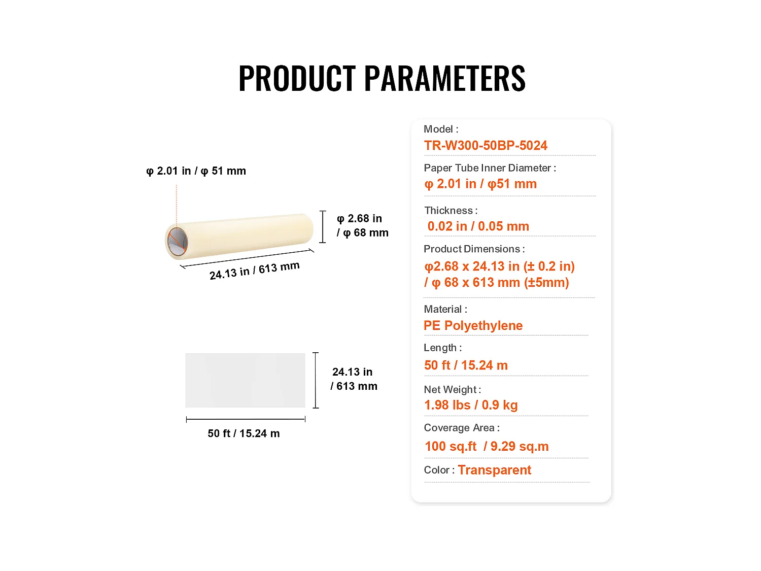 Film de Protection de Tapis SucceBuy, 61 x 1524 cm, Protecteur de Tapis PE Autocollant, Compatible avec Toute une Gamme de Matériaux de Tapis