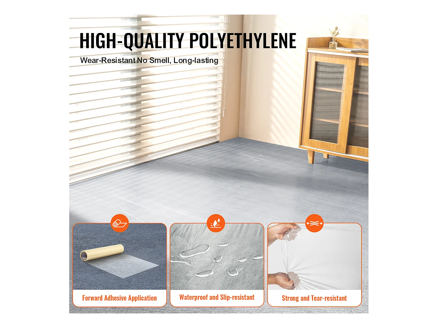 Film de Protection de Tapis SucceBuy, 61 x 1524 cm, Protecteur de Tapis PE Autocollant, Compatible avec Toute une Gamme de Matériaux de Tapis