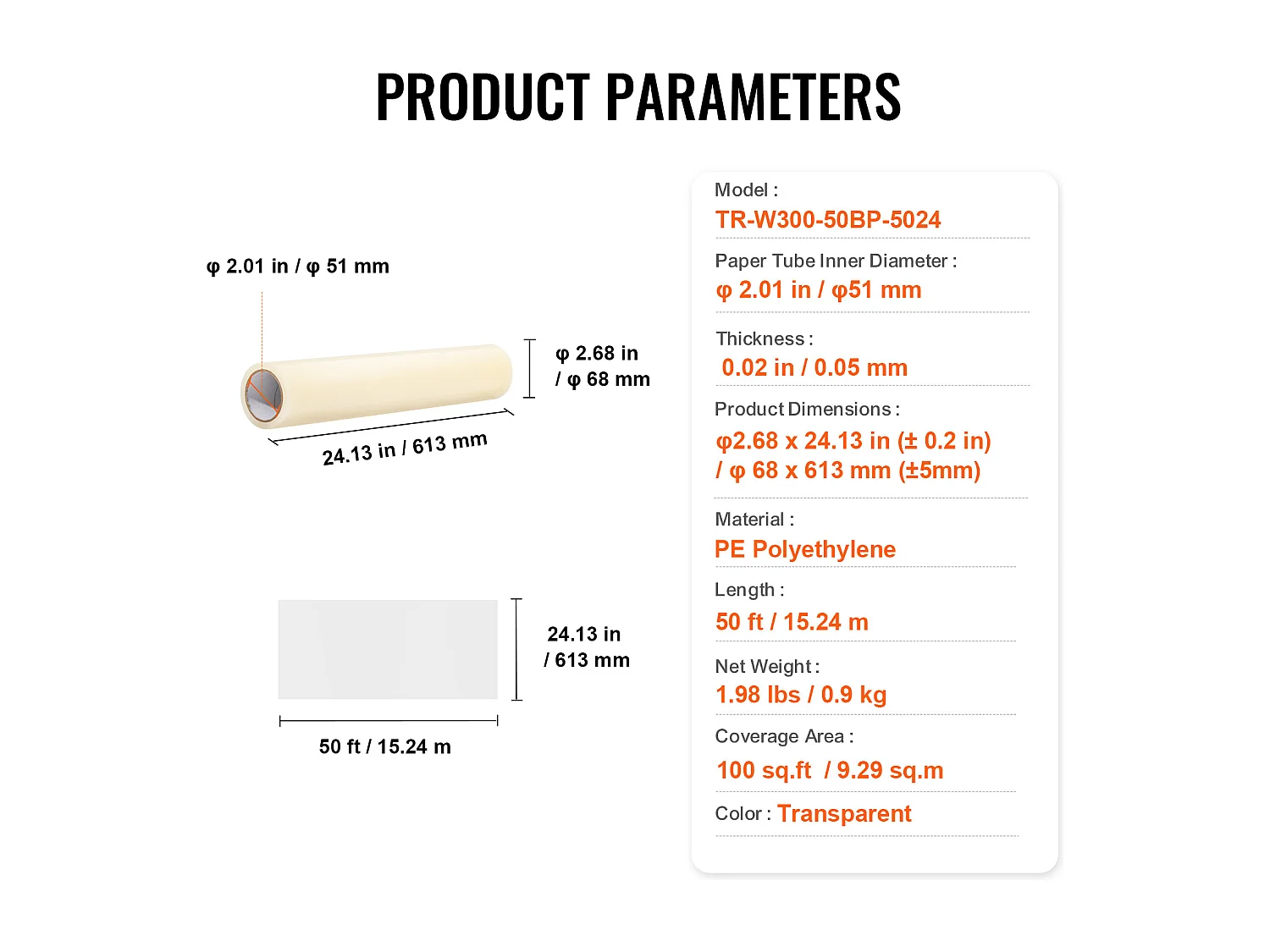 Film de Protection de Tapis SucceBuy, 61 x 1524 cm, Protecteur de Tapis PE Autocollant, Compatible avec Toute une Gamme de Matériaux de Tapis