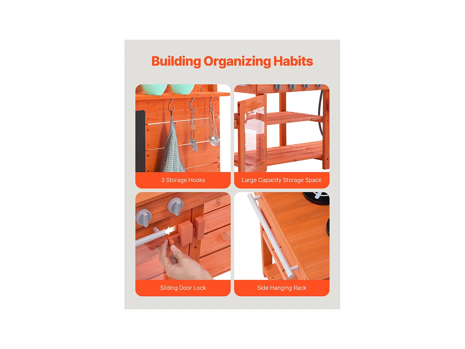 Cuisine en Bois SucceBuy, Ensemble de Cuisine de Jeu d'Extérieur pour Enfants, avec Boutons Sonores, pour s'Amuser en Extérieur