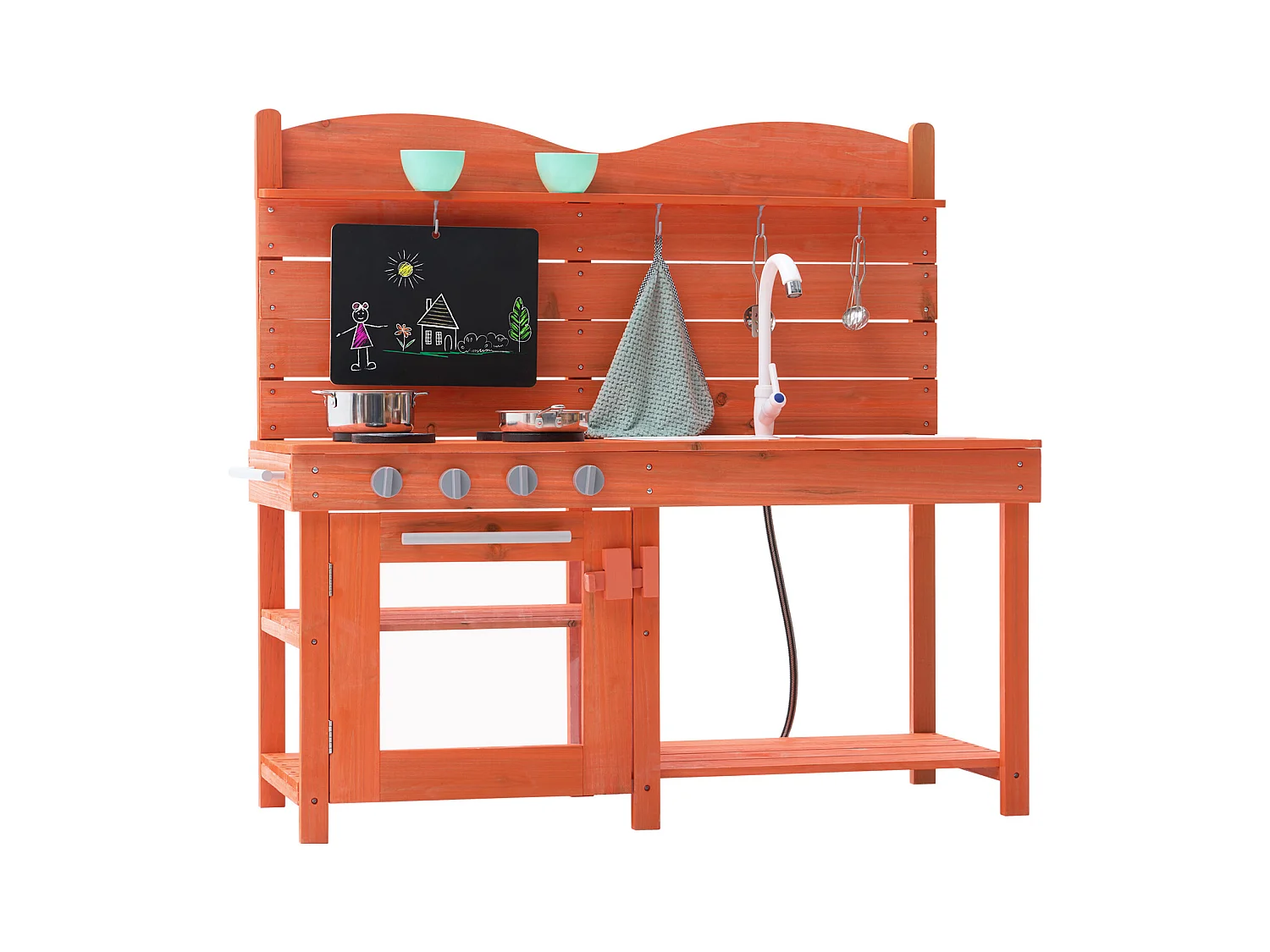 Cuisine en Bois SucceBuy, Ensemble de Cuisine de Jeu d'Extérieur pour Enfants, avec Boutons Sonores, pour s'Amuser en Extérieur