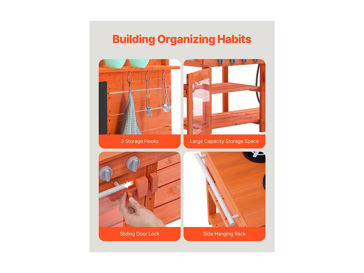 Cuisine en Bois SucceBuy, Ensemble de Cuisine de Jeu d'Extérieur pour Enfants, avec Boutons Sonores, pour s'Amuser en Extérieur