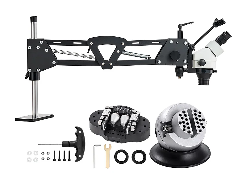 Microscópio SucceBuy Suporte a Mola para Microscópio Multidirecional Mordente de Bolas Anel Luminoso 7X-45X