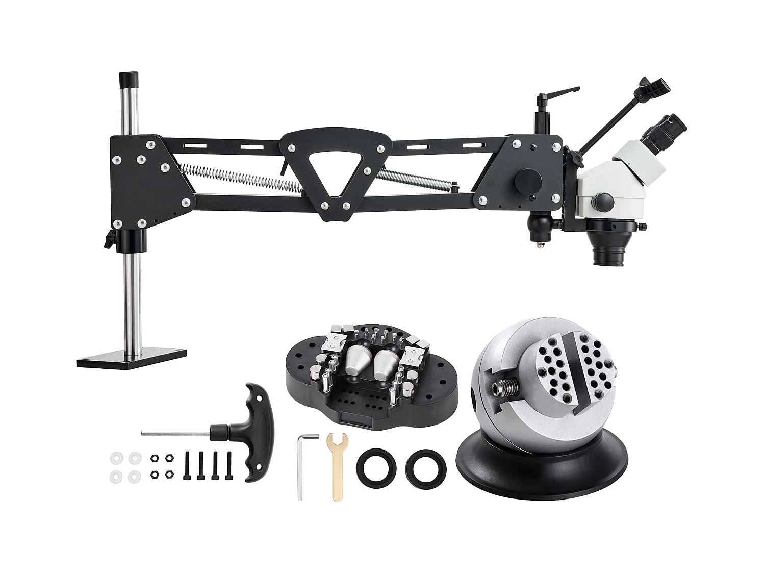Microscoop SucceBuy Veerondersteuning voor Multidirectionele Microscoop Kogelklem Ringverlichting 7X-45X