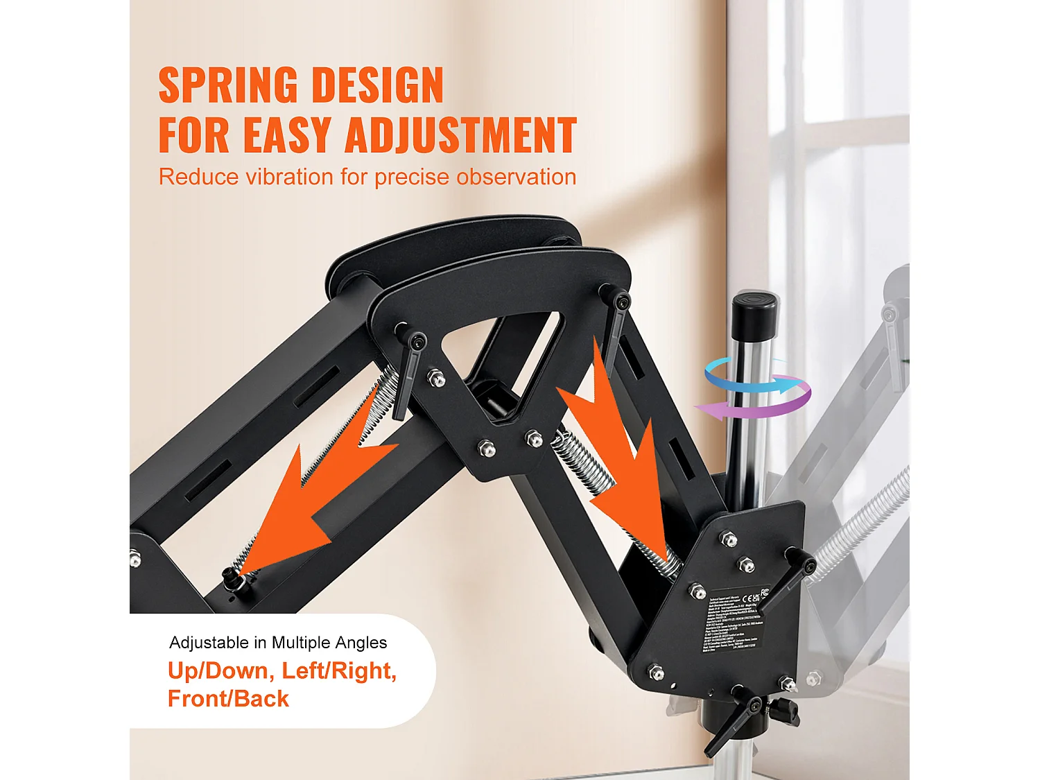 Microscoop SucceBuy Veerondersteuning voor Multidirectionele Microscoop Kogelklem Ringverlichting 7X-45X