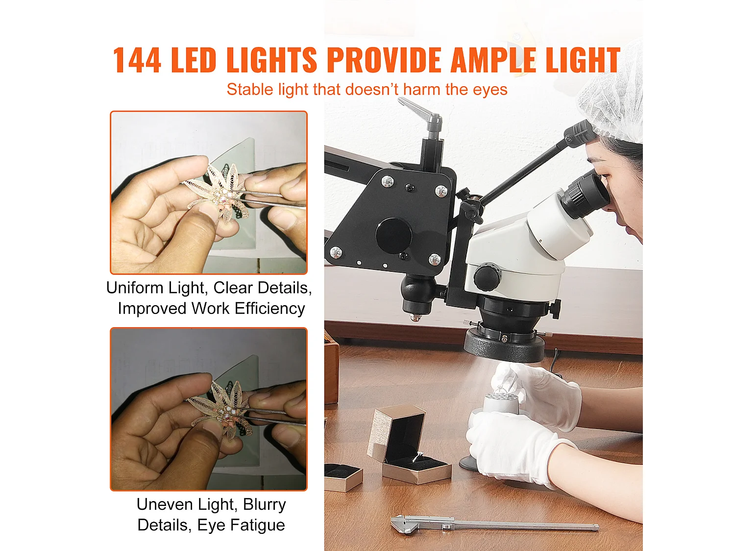 Microscoop SucceBuy Veerondersteuning voor Multidirectionele Microscoop Kogelklem Ringverlichting 7X-45X