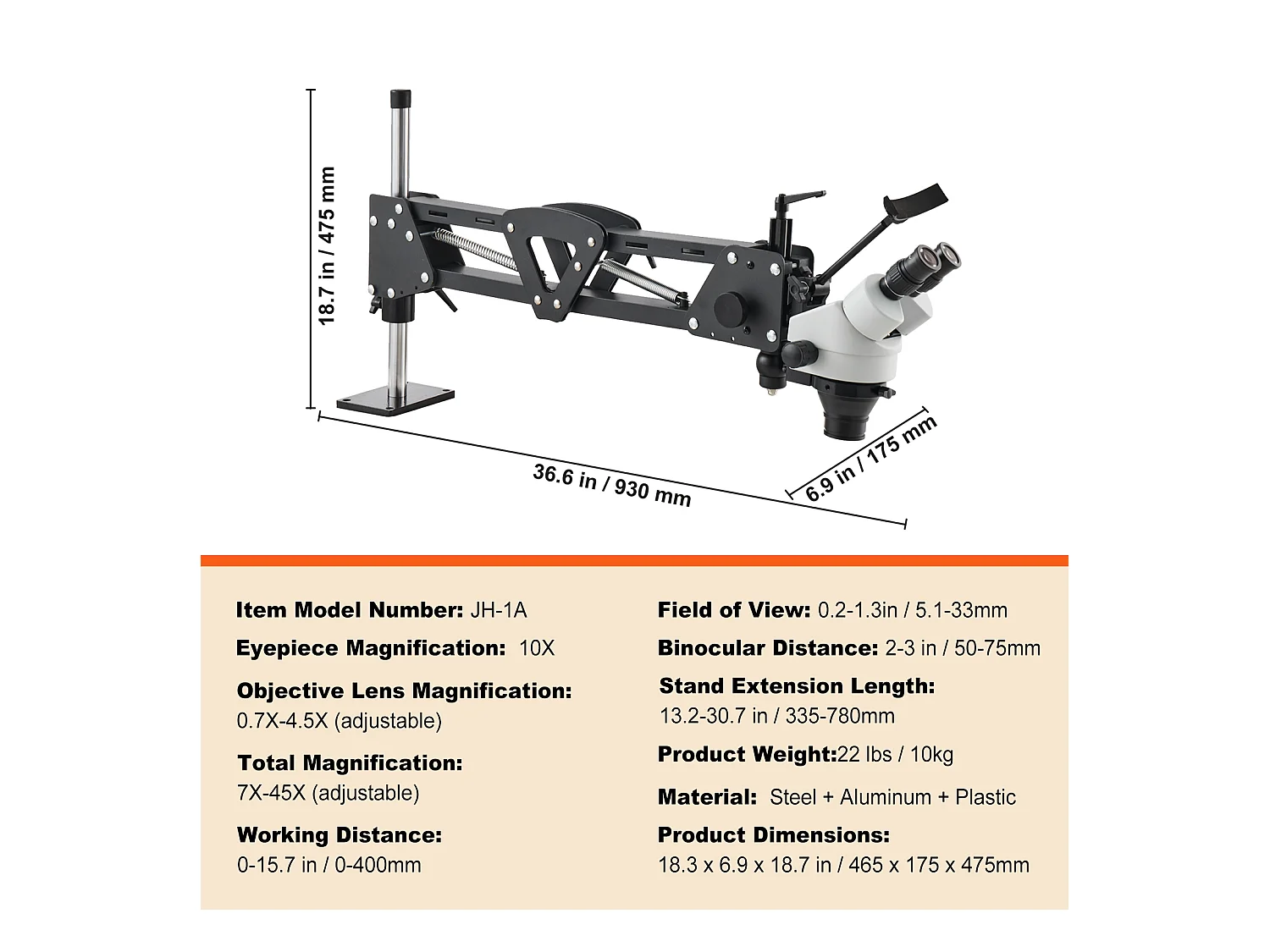 Microscopio SucceBuy Multidirezionale con Supporto a Molla e Illuminazione Anulare 7X-45X per Gioielli
