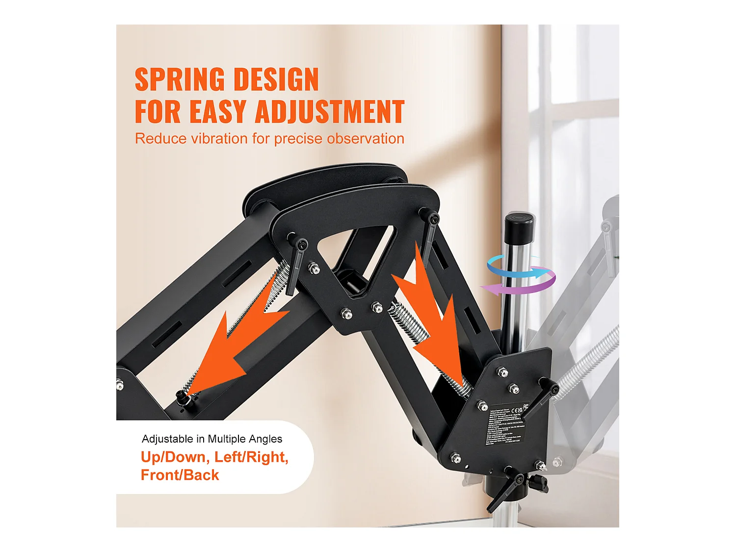Microscopio SucceBuy Multidirezionale con Supporto a Molla e Illuminazione Anulare 7X-45X per Gioielli