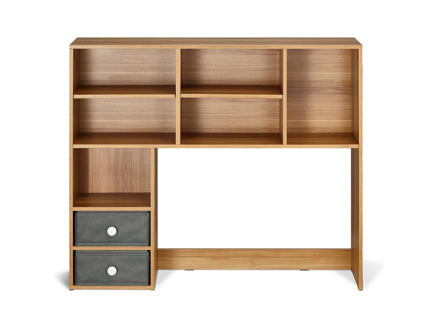 Schreibtisch-Bücherregal SucceBuy. 3-stufiger Holz-Organizer. mit 2 Stoffschubladen. für Schreibtisch, Zuhause und Wohnheim, Für Büro