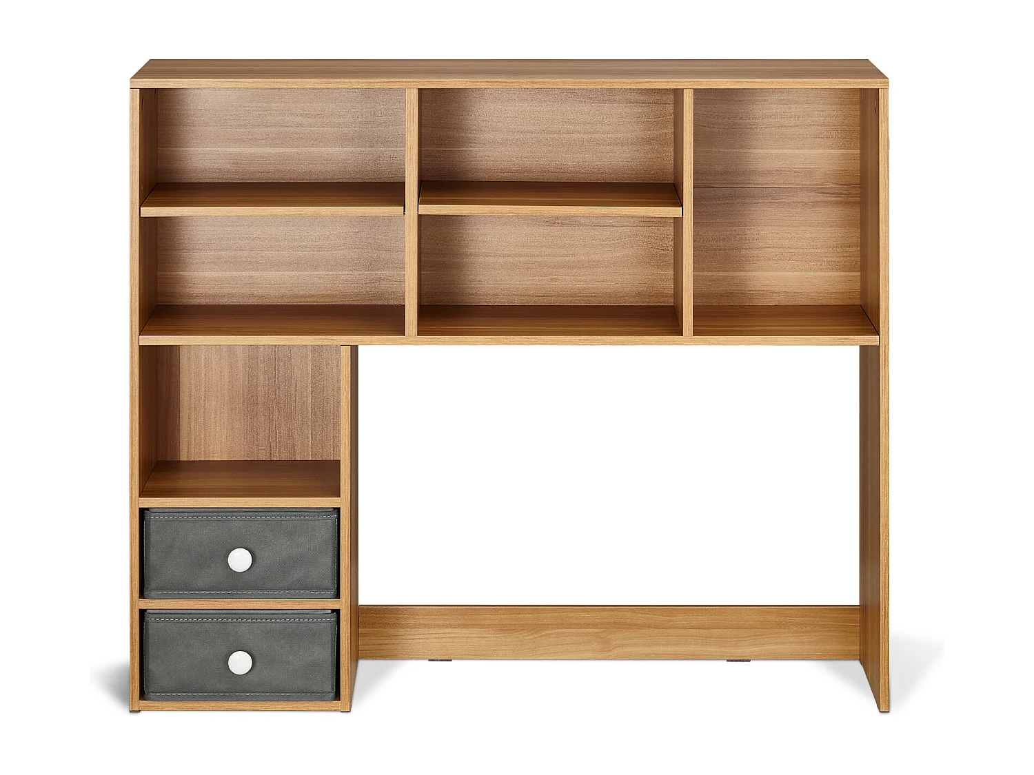 Biblioteczka Biurkowa SucceBuy. Organizer Drewniany 3-poziomowy. z 2 Szufladami z Tkaniny. do Biurka, Domu i Akademika, Do Biura