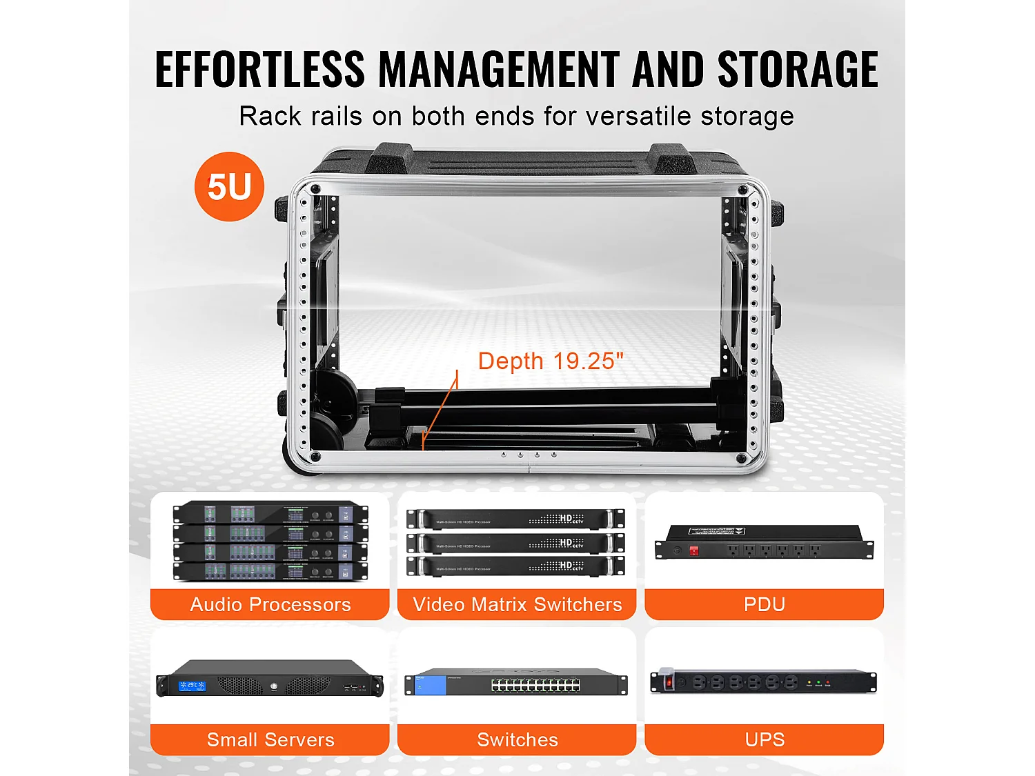 Armoire de Serveur SucceBuy 48.26cm Profondeur 6U Rack Case Poignée ABS, Armoire Robuste