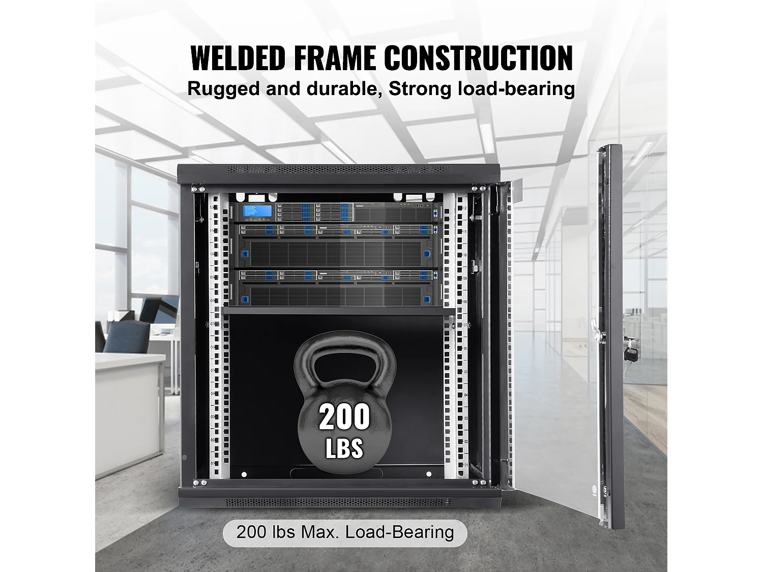 Rack de Serveur SucceBuy Boîtier Mural 12U pour Rack Réseau 39cm de Profondeur avec Porte Verrouillable