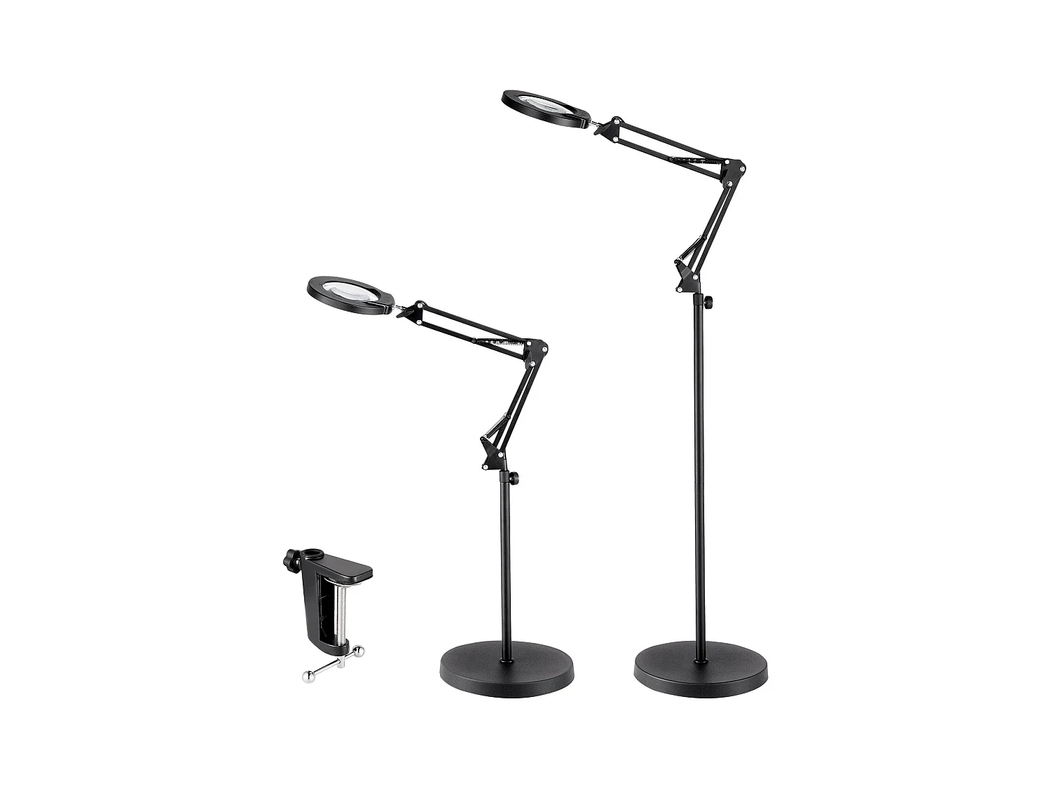 Loupe de Sol SucceBuy, 5X avec Lumière et Support LED 5 Modes de Couleur 3 en 1, Loupe sur Pied Réglable en Hauteur avec Lumière, Bras Flexible