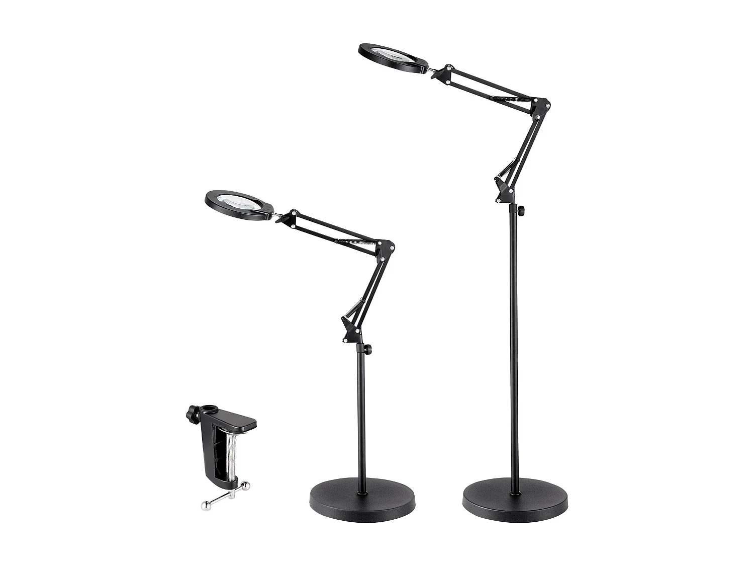 Loupe de Sol SucceBuy, 5X avec Lumière et Support LED 5 Modes de Couleur 3 en 1, Loupe sur Pied Réglable en Hauteur avec Lumière, Bras Flexible