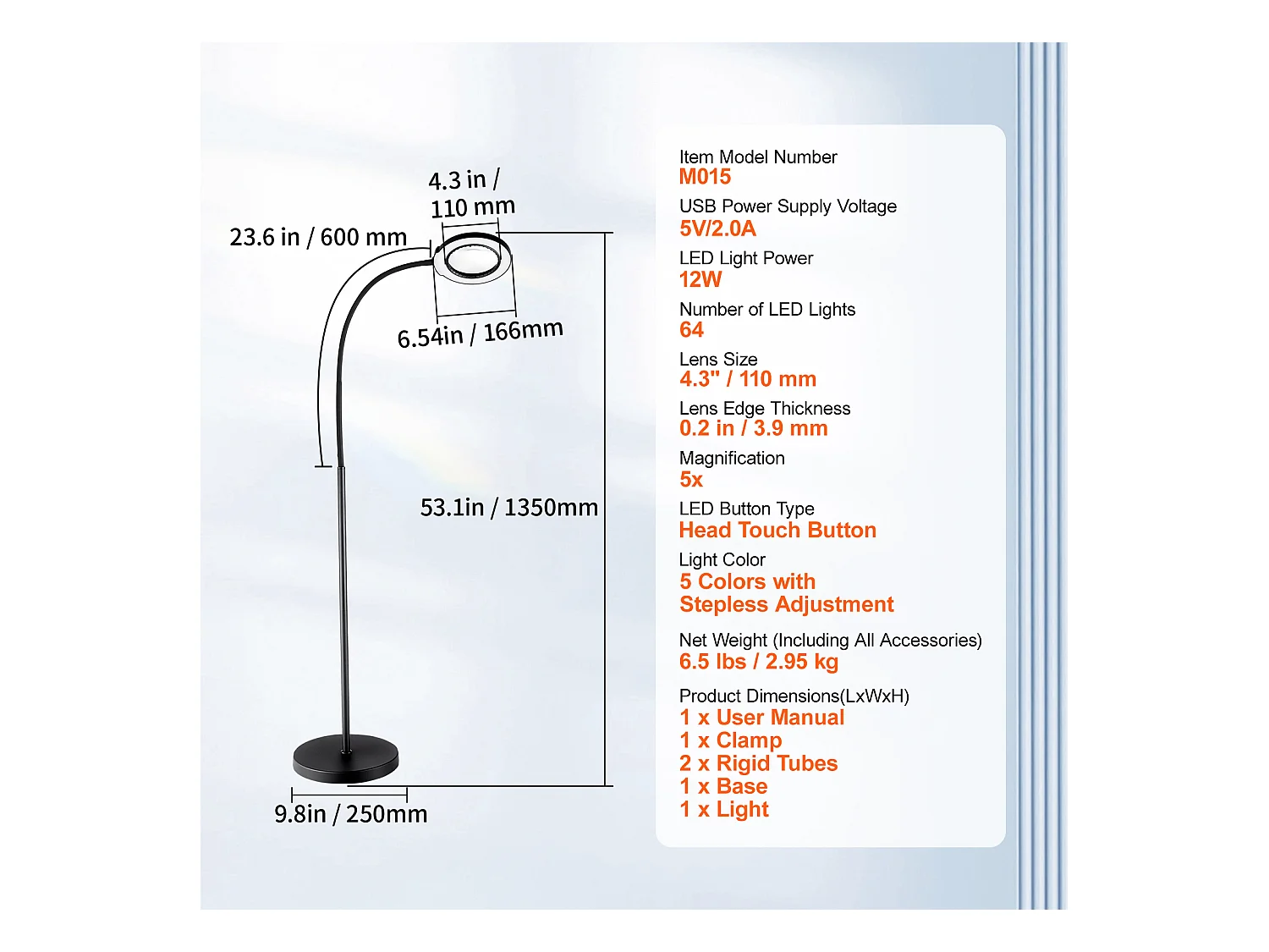 Loupe de Sol SucceBuy, 5X avec Lumière, Support Réglable et Col de Cygne Flexible LED