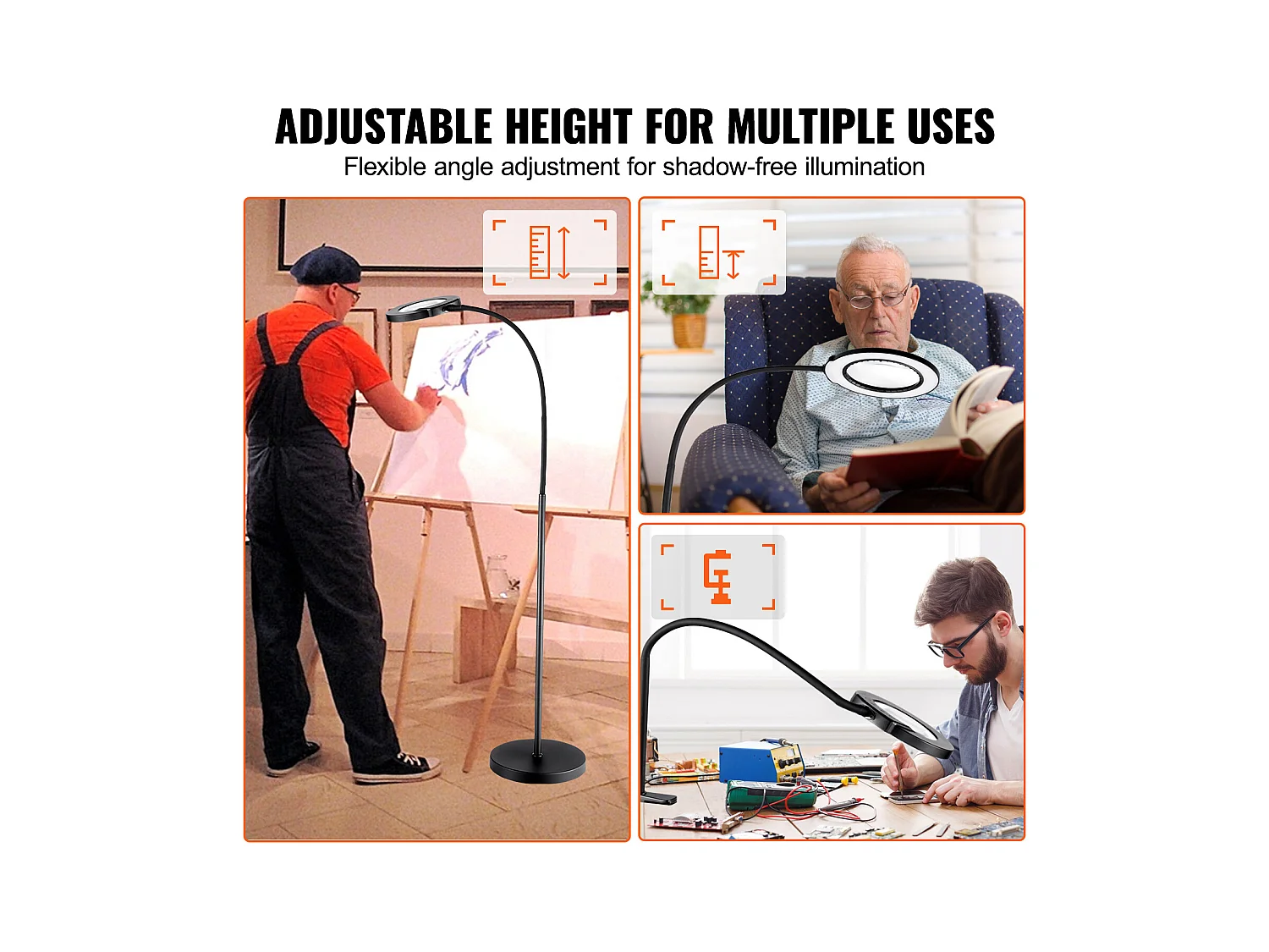 Loupe de Sol SucceBuy, 5X avec Lumière, Support Réglable et Col de Cygne Flexible LED