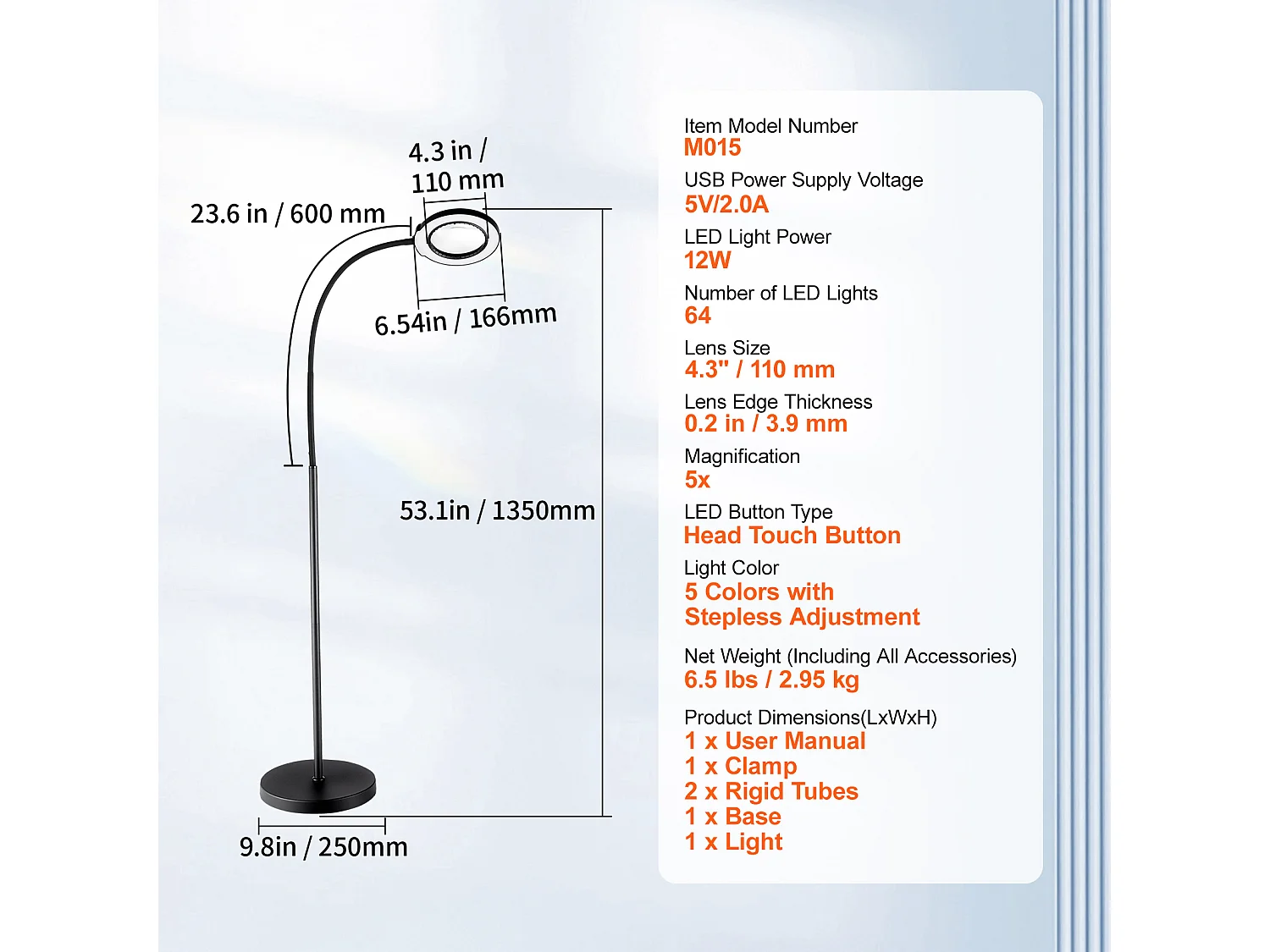 Loupe de Sol SucceBuy, 5X avec Lumière, Support Réglable et Col de Cygne Flexible LED