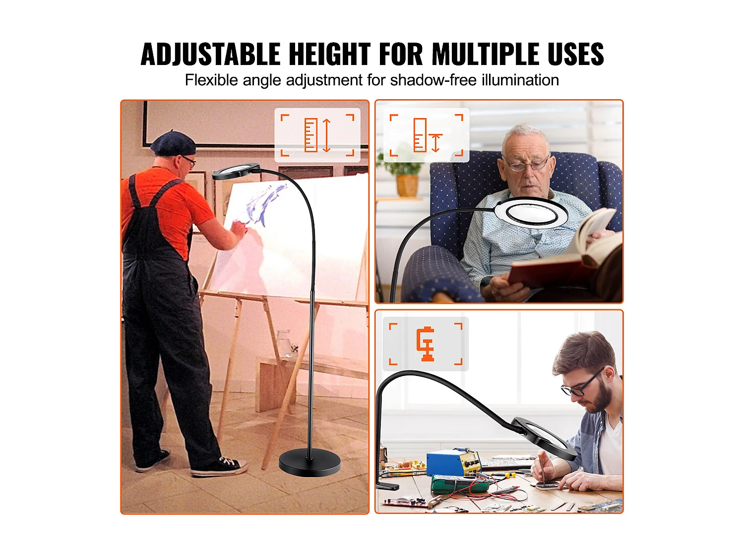 Loupe de Sol SucceBuy, 5X avec Lumière, Support Réglable et Col de Cygne Flexible LED