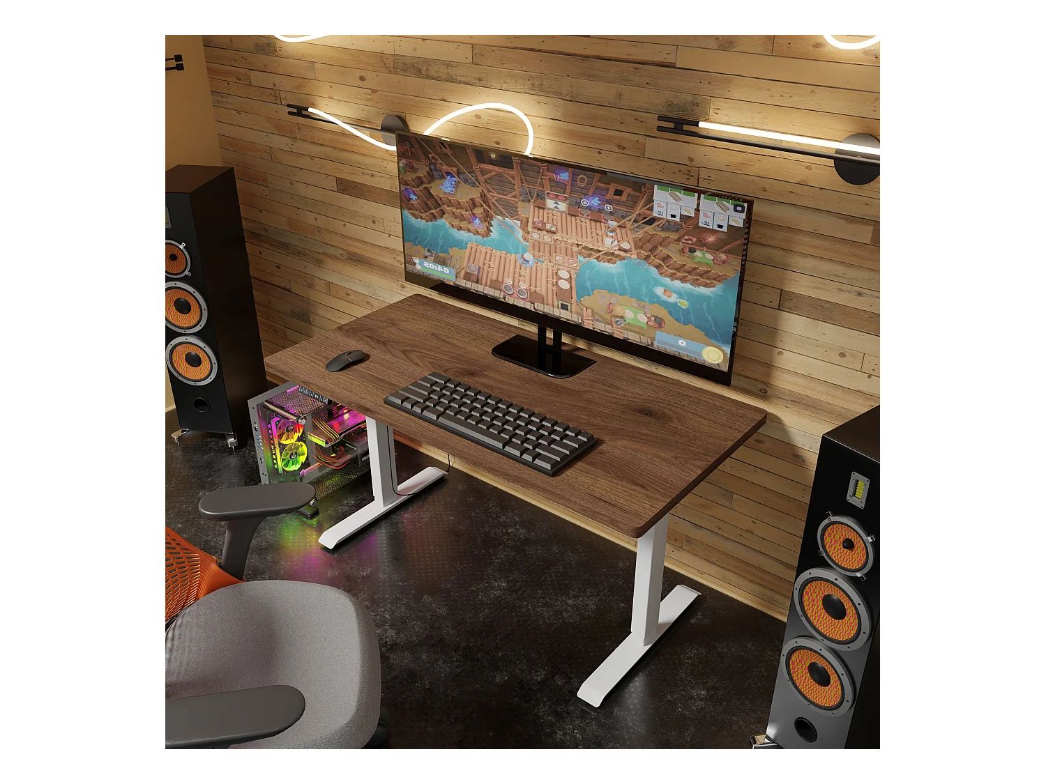 Bureau électrique avec réglage BIMotion 1S 140x70x3,2 cm blanc/noyer