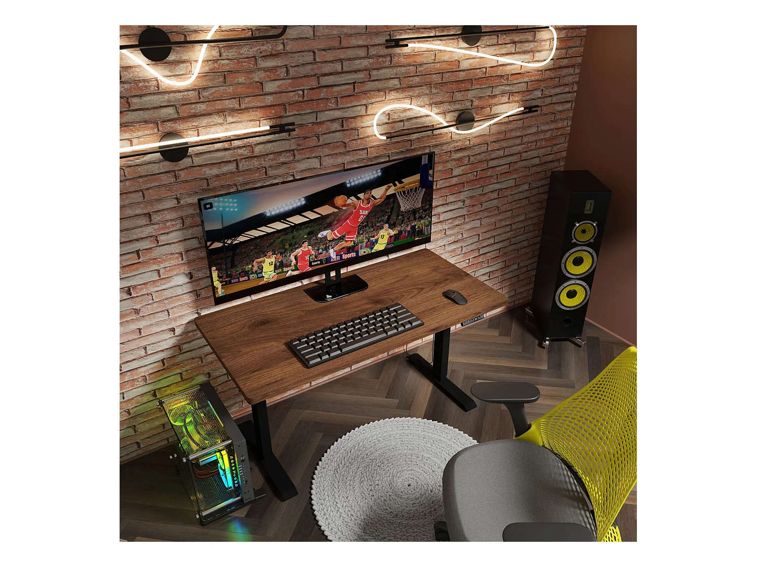 Bureau électrique avec réglage BIMotion 1S 140x70x3,2 cm noir/noyer