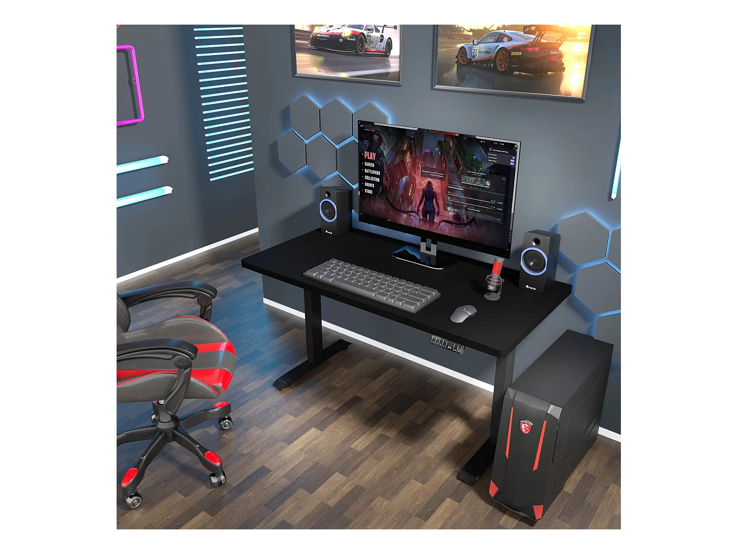 Bureau électrique avec réglage BIMotion 1S 140x70x3,2 cm noir/noir