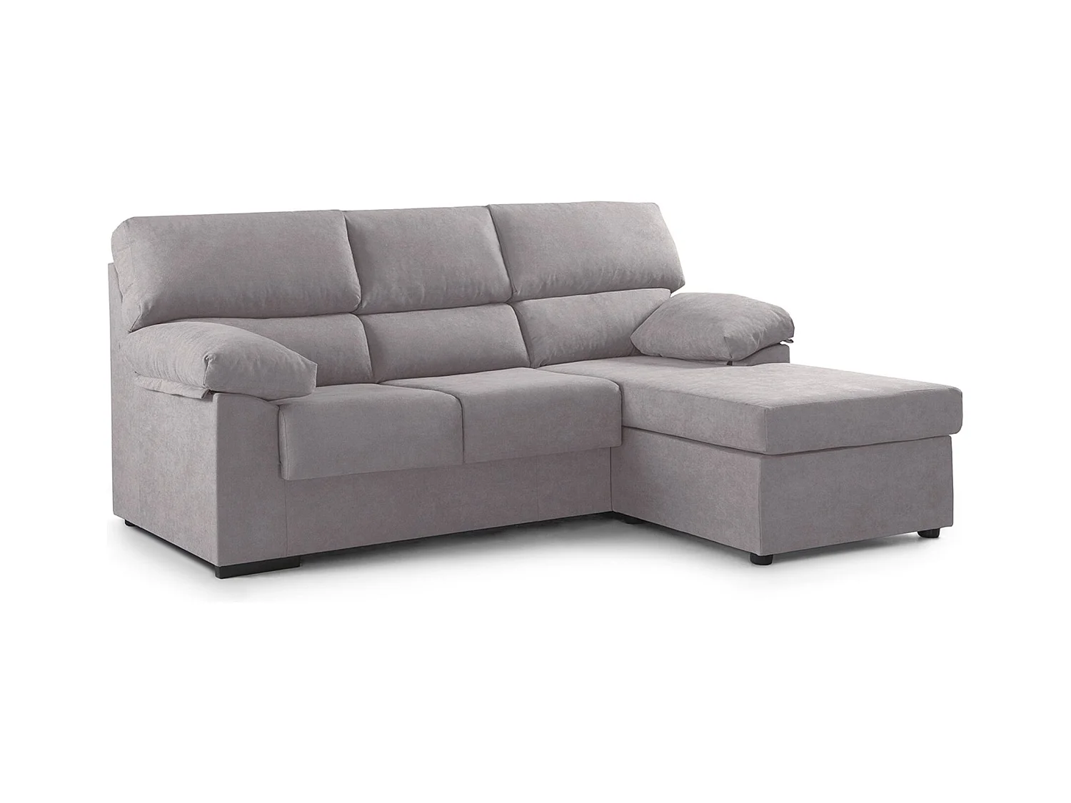 Sofá Chaise Longue reversible de 100x196x156 cm de tela antimanchas en gris claro Denver